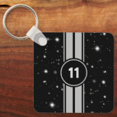 ブラック&シルバーレーシングストライプズStarlight キーホルダー (正面)