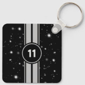 ブラック&シルバーレーシングストライプズStarlight キーホルダー (裏面)