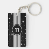 ブラック&シルバーレーシングストライプズStarlight キーホルダー (裏面)