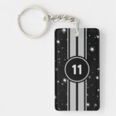 ブラック&シルバーレーシングストライプズStarlight キーホルダー (正面)