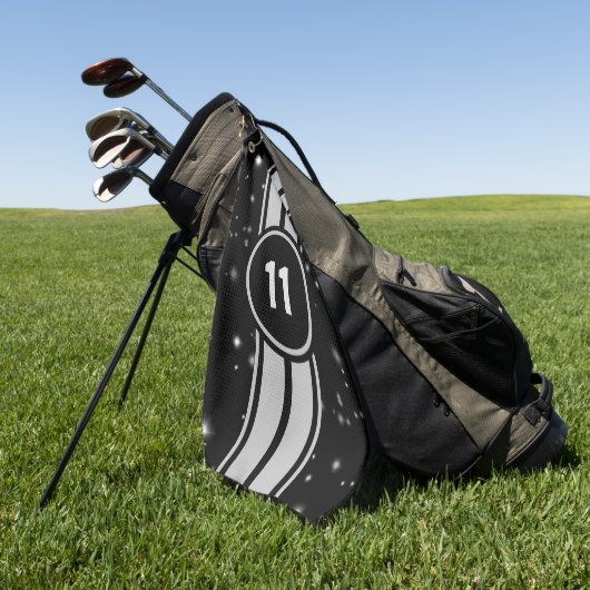 ブラック&シルバーレーシングストライプズStarlight ゴルフタオル (グリーン)