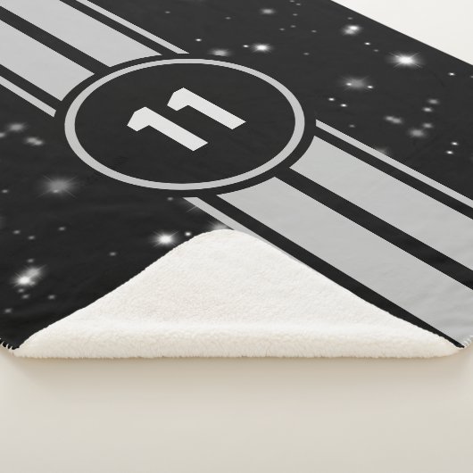 ブラック&シルバーレーシングストライプズStarlight シェルパブランケット (3/4)