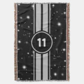 ブラック&シルバーレーシングストライプズStarlight スローブランケット (正面縦)