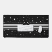 ブラック&シルバーレーシングストライプズStarlight デスクマット (キーボード&マウス)