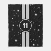ブラック&シルバーレーシングストライプズStarlight フリースブランケット (正面)