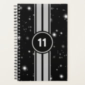 ブラック&シルバーレーシングストライプズStarlight プランナー手帳 (正面)