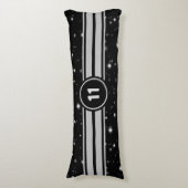 ブラック&シルバーレーシングストライプズStarlight ボディピロー (正面縦)