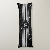 ブラック&シルバーレーシングストライプズStarlight ボディピロー (裏面 (縦))