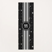 ブラック&シルバーレーシングストライプズStarlight ヨガマット (正面)