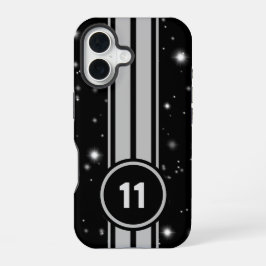 ブラック&シルバーレーシングストライプズStarlight iPhone 16ケース