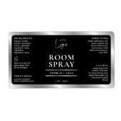 ブラック&シルバーロゴモダンルームのスプレーボトルラベル ラベル (正面)