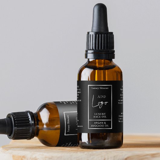 ブラック&シルバーロゴ1 OZ油ドロッパーボトルラベル ラベル