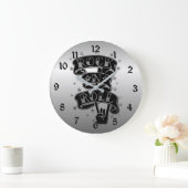 ブラック&シルバーロック&ロ転がゴラウンドウォールクロック ラージ壁時計 (ホーム)