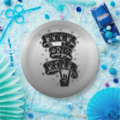 ブラック&シルバーロック&ロ転がゴ紙プレート2 ペーパープレート (パーティー)