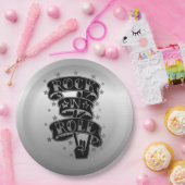 ブラック&シルバーロック&ロ転がゴ紙プレート2 ペーパープレート (パーティー)