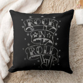 ブラック&シルバーロック&ロ転がゴ装飾用クッション クッション (ブランケット)