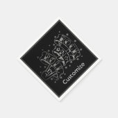 ブラック&シルバーロック&ロ転がゴ スタンダードカクテルナプキン (角)