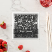 ブラック&シルバーワークショップツールナプキンス スタンダードカクテルナプキン (インサイチュ)