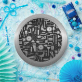 ブラック&シルバーワークショップツール紙プレート ペーパープレート (パーティー)