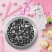 ブラック&シルバーワークショップツール紙プレート ペーパープレート (パーティー)