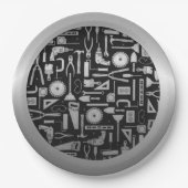 ブラック&シルバーワークショップツール紙プレート ペーパープレート (正面)