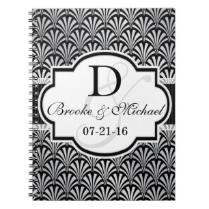 ブラック&シルバーヴィンテージ結婚アールデコ ノートブック