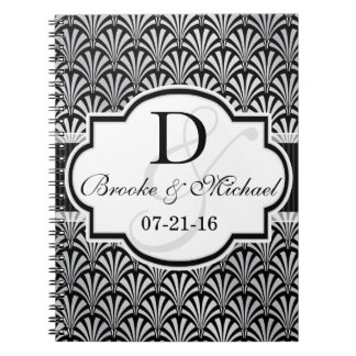 ブラック&シルバーヴィンテージ結婚アールデコ ノートブック