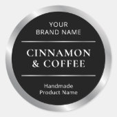 ブラック&シルバー手作り製品の香り名 ラウンドシール (正面)