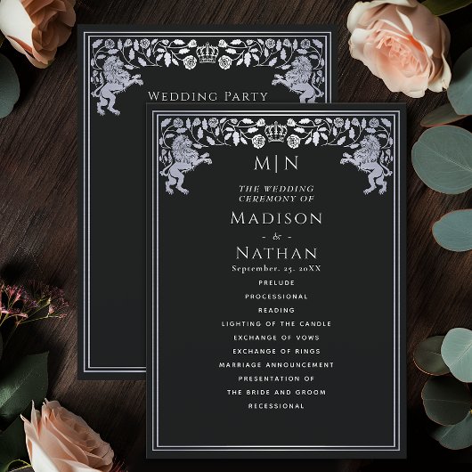 ブラック&シルバー王室のライオン中世結婚剣 プログラム