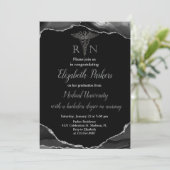ブラック&シルバー瑪瑙の看護の卒業パーティー 招待状 (スタンド正面)