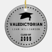 ブラック&シルバー男らしの卒業式 セラミックオーナメント (裏面)