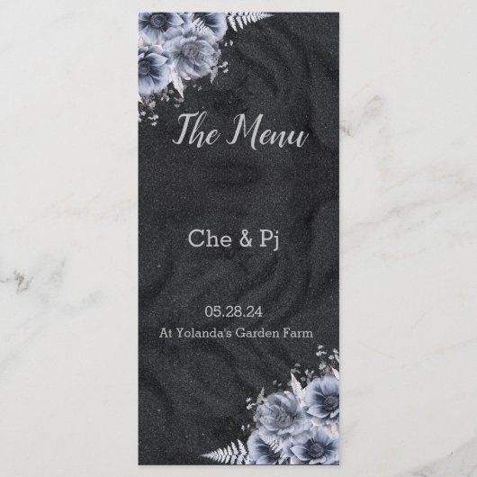 ブラック&シルバー結婚のメニュー メニュー (正面)