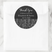 ブラック&シルバー結婚式の引き出物スパークルステッカー ラウンドシール (バッグ)