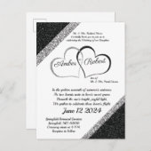 ブラック&シルバー結婚式招待状付/ハート詩 案内ポストカード (正面/裏面)