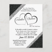 ブラック&シルバー結婚式招待状付/ハート詩 案内ポストカード (正面)
