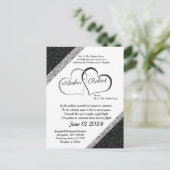 ブラック&シルバー結婚式招待状付/ハート詩 案内ポストカード (スタンド正面)