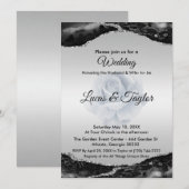 ブラック&シルバー結婚式招待状 招待状 (正面/裏面)
