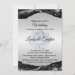 ブラック&シルバー結婚式招待状 招待状