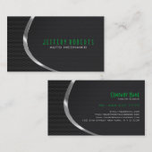 ブラック&シルバー自動プロフェッショナル整備士 名刺 (正面/裏面)
