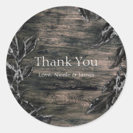 ブラック&シルバー葉ズダーク・エレガンス ラウンドシール