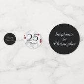 ブラック&シルバー25周年記念テーブルデコレーション コンフェッティ (正面)