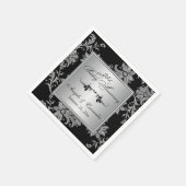 ブラック・シルバー25th結婚アニバーサリーナプキンス スタンダードカクテルナプキン (角)