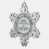 ブラック&シルバー25th結婚周年記念オーナメント スノーフレークピューターオーナメント (右)