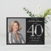 ブラック&シルバー40歳の誕生日 招待状 (スタンド正面)