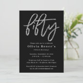 ブラック&シルバー50誕生日招待状テンプレート 招待状 (スタンド正面)
