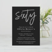 ブラック&シルバー60誕生日招待状テンプレート 招待状 (スタンド正面)