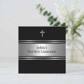 ブラック・シルバー・クロス・ボーイズ・ファースト・コミュニオン 招待状 (スタンド正面)