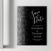 ブラック シルバー グリッター マグネット式 Save the Date