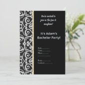 ブラック シルバー グレー パターン バチェラーパーティー招待状 招待状 (スタンド正面)