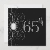 ブラック＆シルバー ダイヤモンド 65 65歳の誕生日パーティー 招待状 (裏面)